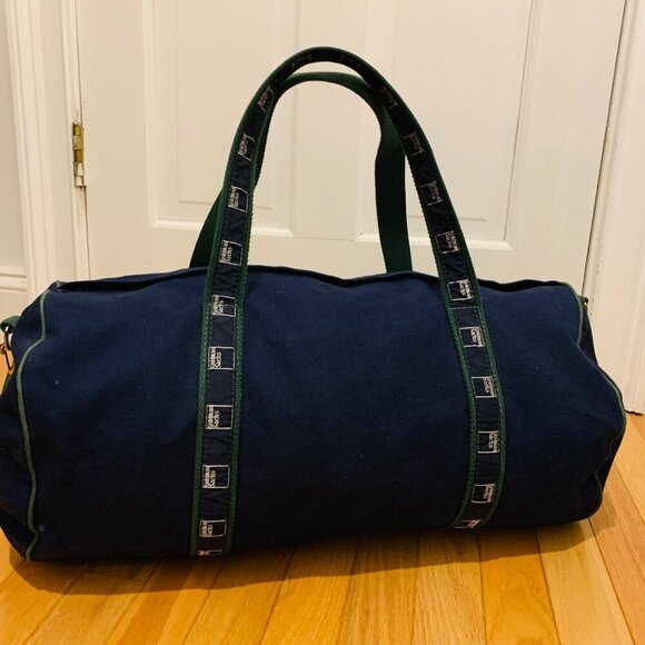 21” Goldman Sachs Canvas Duffel Green & Navy Banker Bag - Picture 15 of 16